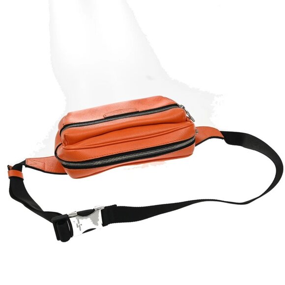 LOUIS VUITTON LV Logo Body Belt Bum Bag Taigarama Leather Orange 958-082725 - Picture 5 of 15